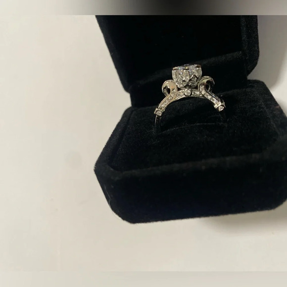 Antique Diamond Engagement Art Deco Diamond Ring  Old European Cut 925 - Picture 2 of 5